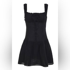 Frankies Bikinis Christa Ruffle Mini Black Dress